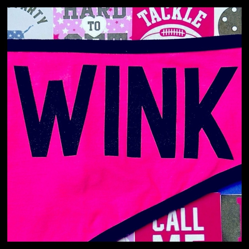 💕ⓅⒾⓃⓀ ⓋⓈ RARE/HTF “KISS KISS WINK WINK” Extra Low Rise Hipster Panties ✨NWT💕 - Picture 6 of 7